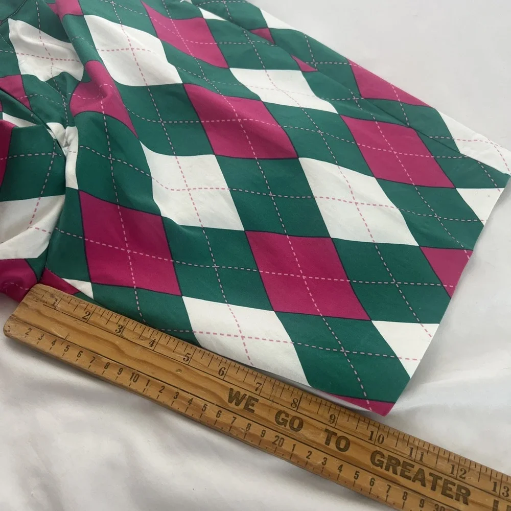 LOUDMOUTH Mens Sz 36 Golf Shorts Multicolored Argyle Pink Green White‎